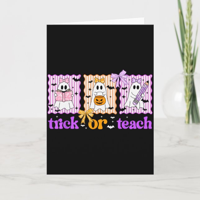 Groovy Teacher Halloween Trick Or Teach Ghost Men  Karte (Vorderseite)