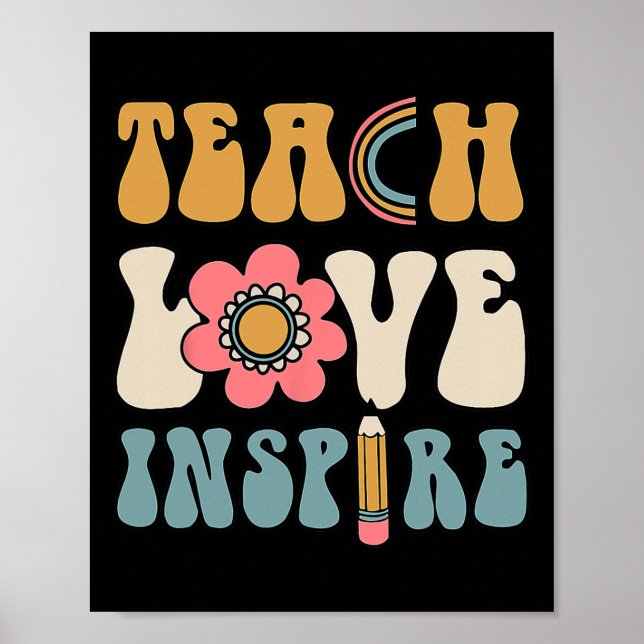 Groovy Teacher Inspiration Happy Back to School Poster (Vorne)