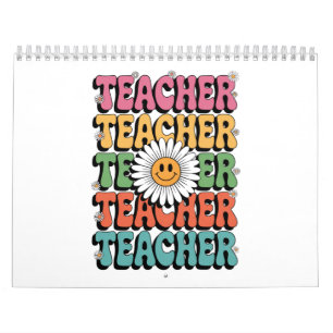 Groovy Teacher Niedlich Daisy Blume Retro Back Sch Kalender