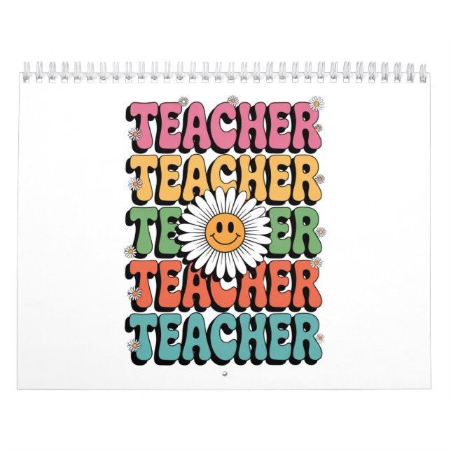 Groovy Teacher Niedlich Daisy Blume Retro Back Sch Kalender (Titelbild)