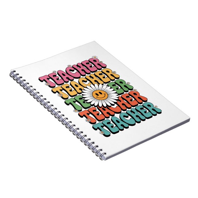 Groovy Teacher Niedlich Daisy Blume Retro Back Sch Notizblock (Rechte Seite)