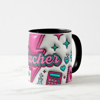Groovy Teacher Retro Pink & Teal 11oz Combo Mug Tasse