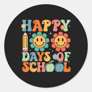 Groovy Teacher Student 100. Tag der Schule glückli Runder Aufkleber