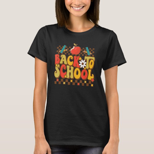 Groovy Teacher Vibes Elementarwiederkehrer willkom T-Shirt (Vorderseite)