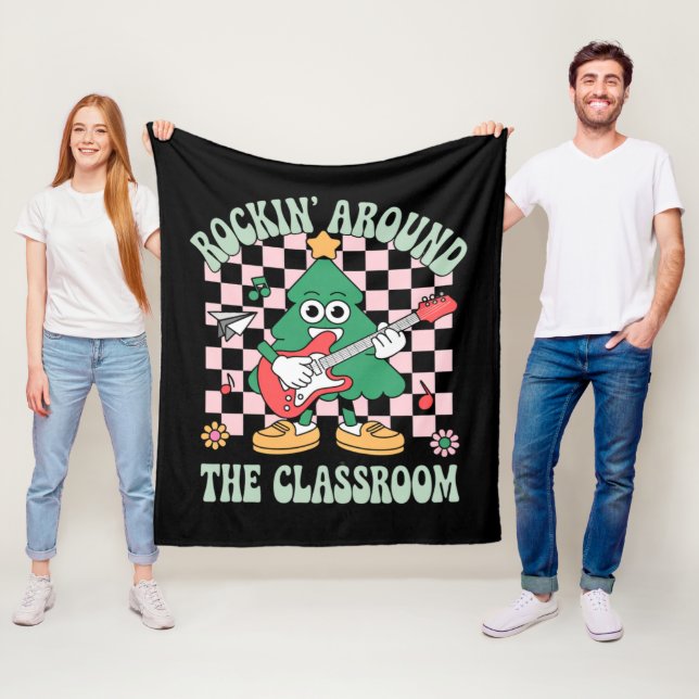 Groovy Teacher Xmas Rockin' Rund um das Klassenzim Fleecedecke (Beispiel)