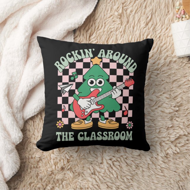 Groovy Teacher Xmas Rockin' Rund um das Klassenzim Kissen (Decke)