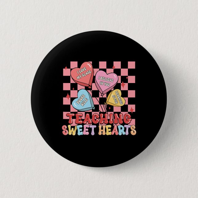 Groovy Teaching Süße Herzen Candy Lehrer Valenti Button (Vorderseite)