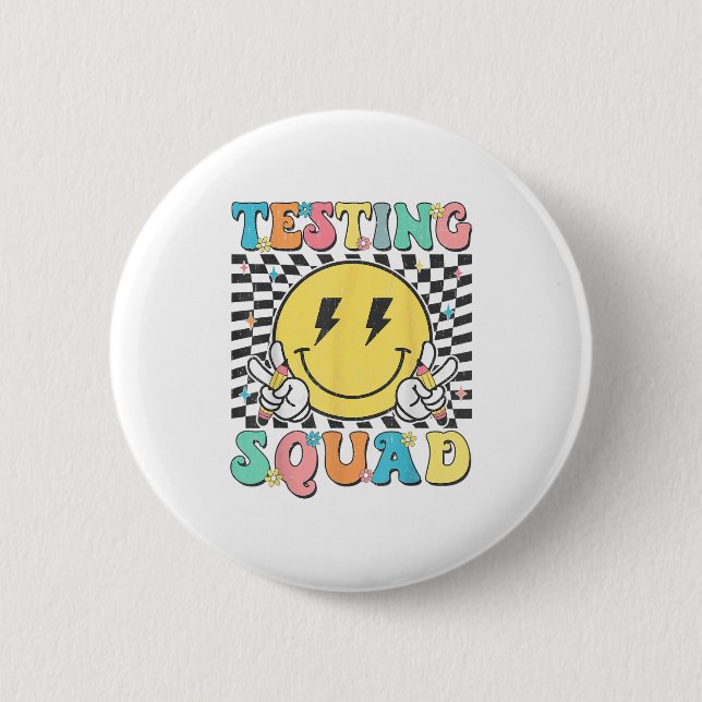 Groovy Test Day Testing Squad Motivation Teacher S Button (Vorderseite)