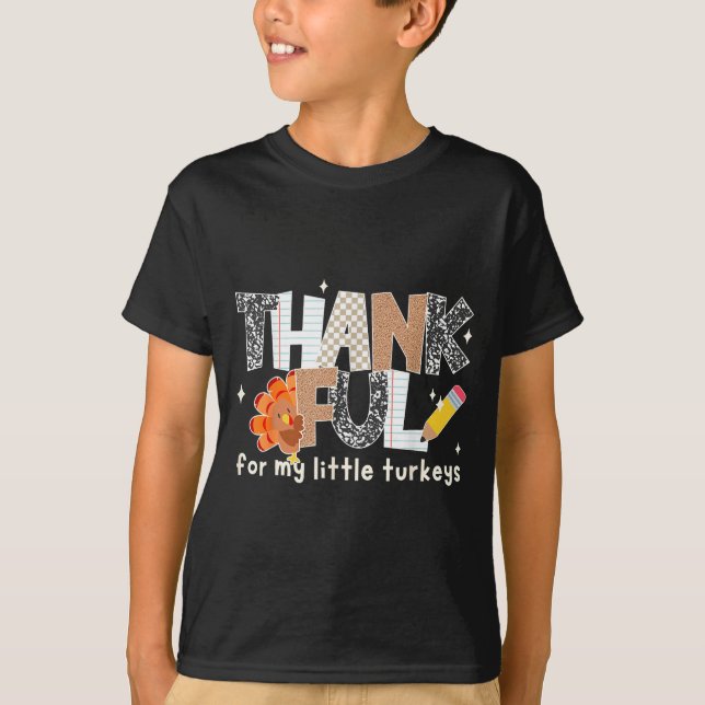 Groovy Thankful For My Little Turkeys Thanksgiving T-Shirt (Vorderseite)