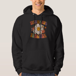 Groovy Thankful Teacher Fall Blume Pumpkins Retro Hoodie