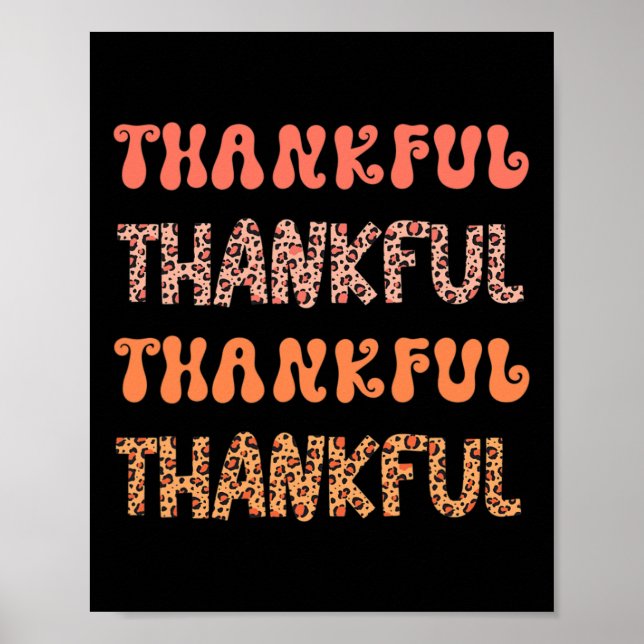 Groovy Thanksgi Herbst Herbst Leopard Retro Thanks Poster (Vorne)