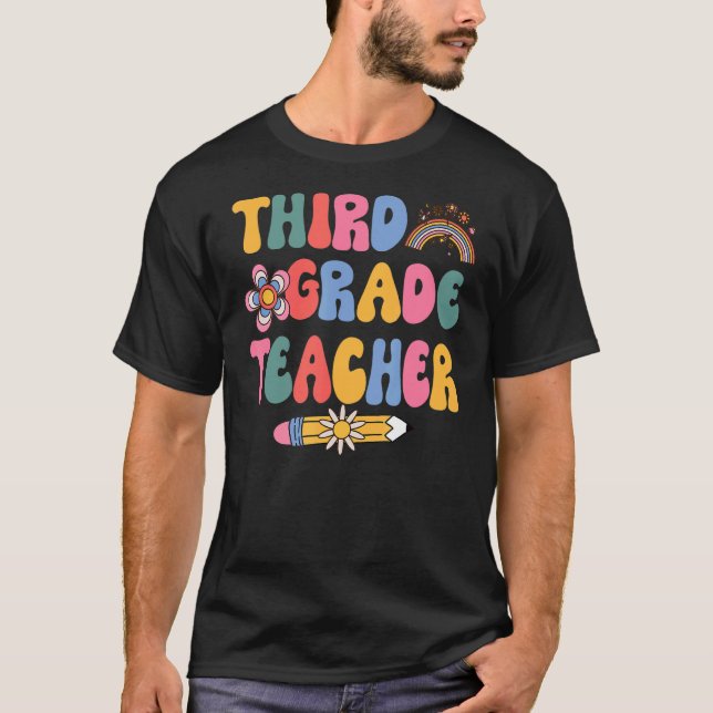 Groovy Third Grade Teacher T-Shirt (Vorderseite)