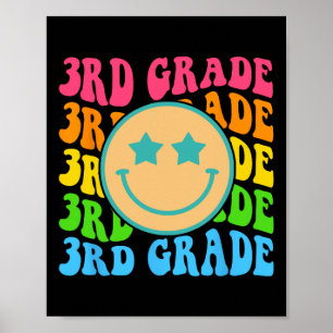 Groovy Third Grade Vibes Face Retro Lehrer zurück Poster