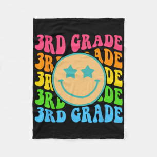 Groovy Third Grade Vibes Gesicht Retro Lehrer Byck Fleecedecke