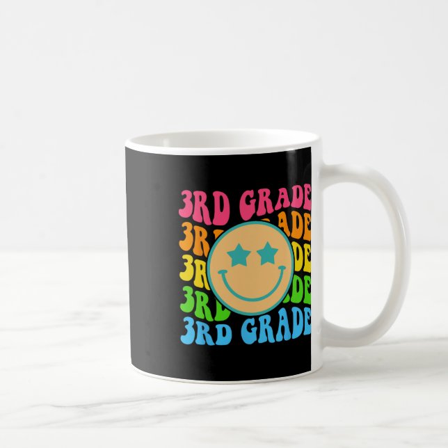 Groovy Third Grade Vibes Gesicht Retro Lehrer Byck Kaffeetasse (Rechts)