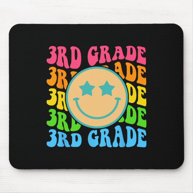 Groovy Third Grade Vibes Gesicht Retro Lehrer Byck Mousepad (Vorne)