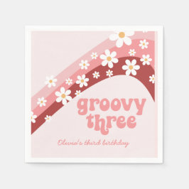 Groovy Three 3. Geburtstag Pink Paper Napkin Serviette