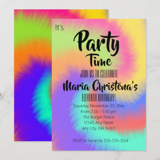 Groovy Tie‑Dye Birthday Party Invitation Einladung