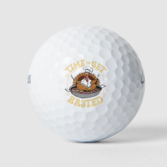 Groovy Time zu gebastelt Niedlichen Türkei Ernteda Golfball (Vorderseite)