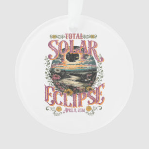 Groovy Total Solar Eclipse 8. April 2024 Astronomi Ornament