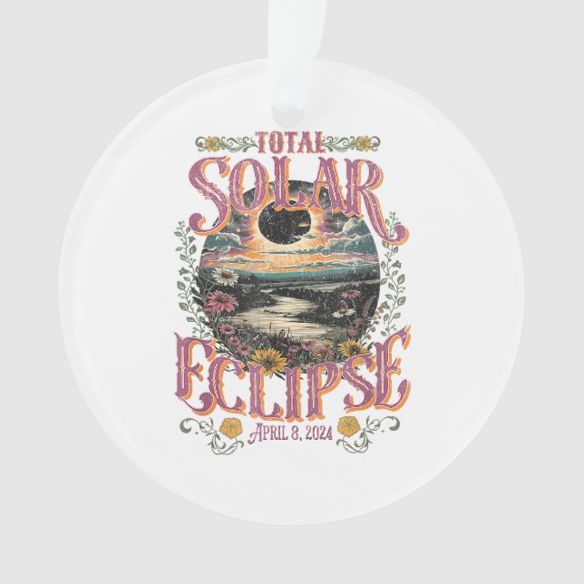 Groovy Total Solar Eclipse 8. April 2024 Astronomi Ornament (Vorderseite)