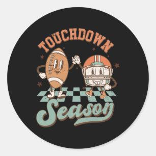 Groovy Touchdown Season Fußball Blitz Ga Runder Aufkleber