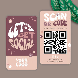 Groovy Trendy Social Media Scannable QR Code Visitenkarte