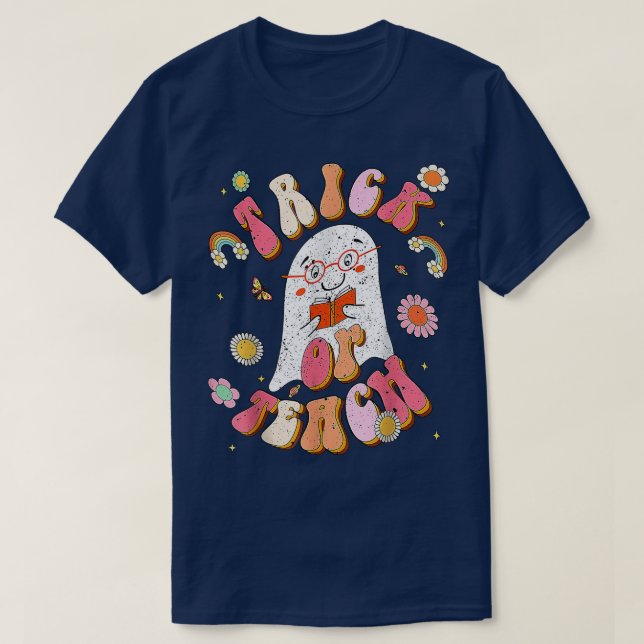 Groovy Trick oder lehren Funny Teacher Halloween K T-Shirt (Design vorne)