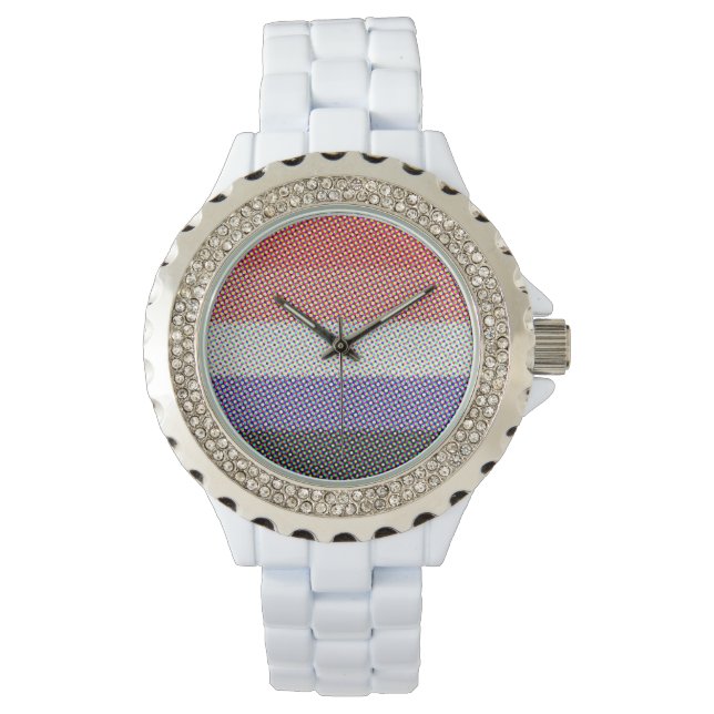 Groovy Trippy Abstrakte Cupioromantic Pride Flag Armbanduhr (Vorderseite)