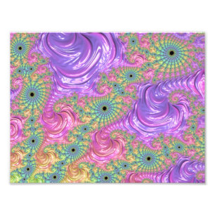 Groovy Trippy Boho Jewel Tone Rainbow Fraktal Fotodruck