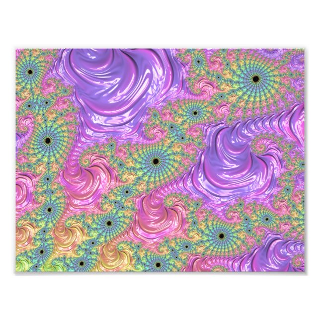 Groovy Trippy Boho Jewel Tone Rainbow Fraktal Fotodruck (Vorne)