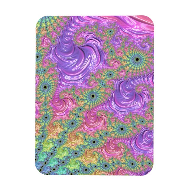 Groovy Trippy Boho Jewel Tone Rainbow Fraktal Magnet (Vertikal)