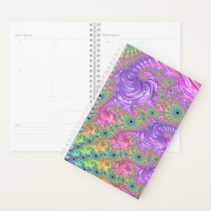 Groovy Trippy Boho Juwel-Ton Regenbogen-Fraktal Planer