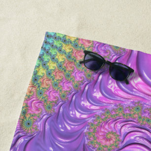 Groovy Trippy Boho Juwel-Ton Regenbogen Fraktal Strandtuch
