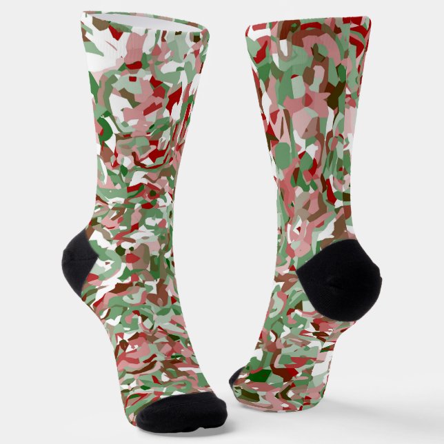 Groovy Trippy Boho Retro Festive Christmas Camo  S Socken (Gewinkelt)