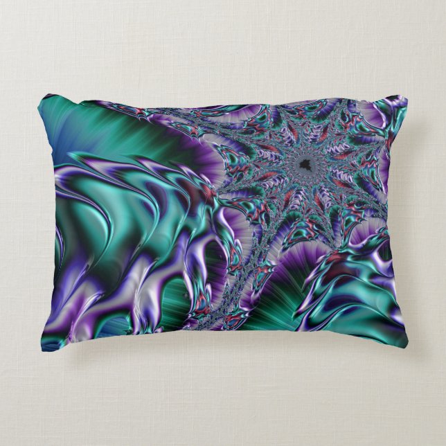 Groovy Trippy Funky Psychedelic Fraktal Art Dekokissen (Vorderseite)