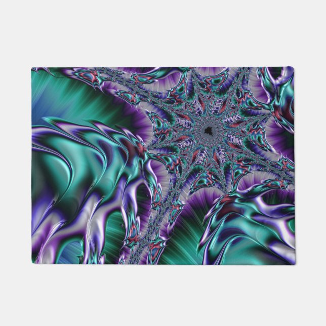 Groovy Trippy Funky Psychedelic Fraktal Art Fußmatte (Vorderseite)