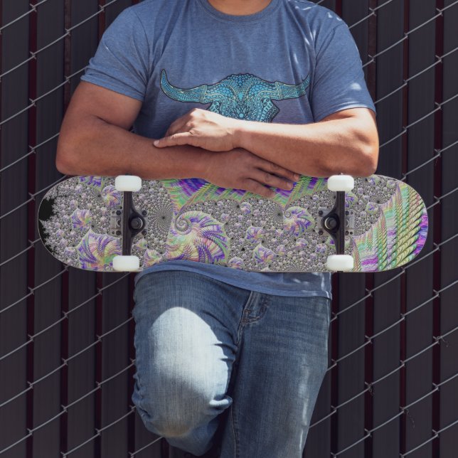Groovy Trippy Funky Psychedelic Fraktal Art Skateboard (Außenbereich 3)