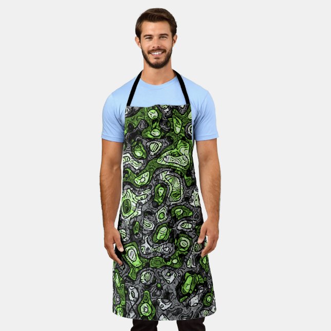 Groovy Trippy Grungy Funky Abstrakt Agender Pride Schürze (Getragen)