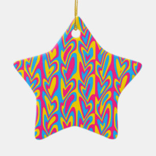 Groovy Trippy Squiggly Quirky pansexuelle Pride  Keramik Ornament