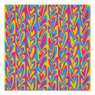 Groovy Trippy Squiggly Quirky Pansexuelle Pride Poster
