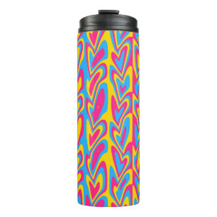 Groovy Trippy Squiggly Quirky pansexuelle Pride Thermosbecher