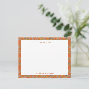Groovy Tropical Palm Trees Burnt Orange Wedding Dankeskarte