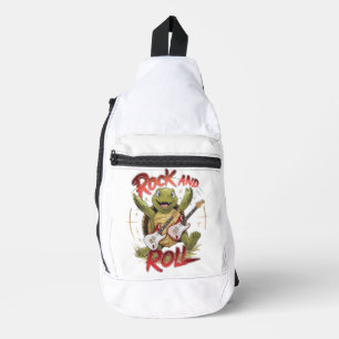 Groovy Turtle Rocking Out Rock and Roll Crossbody Bag