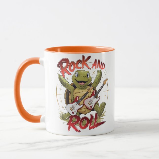 Groovy Turtle Rocking Out Rock and Roll Tasse (Links)