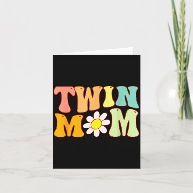 Groovy Twin Mama Funny Mother's Day For New Mom Of Karte (Vorderseite)