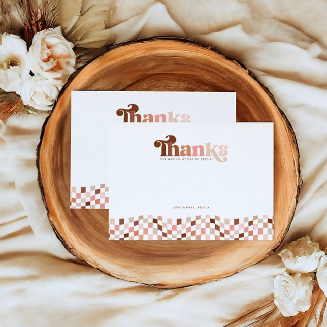 Groovy Two Cool Girls Checkered 2. Geburtstag Dankeskarte (Von Creator hochgeladen)