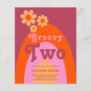 Groovy Two Retro Rainbow Birthday Party Budget Flyer