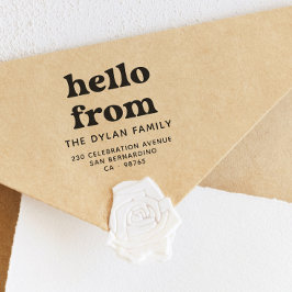 Groovy Type Hello From Family Name Return Address Gummistempel