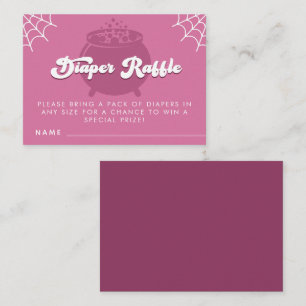 Groovy Typografie Halloween Girl Diaper Raffle Begleitkarte